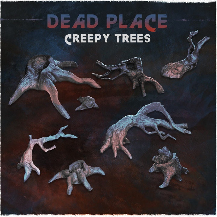 Digital product artwork showing gnarled tree roots, stumps and branches