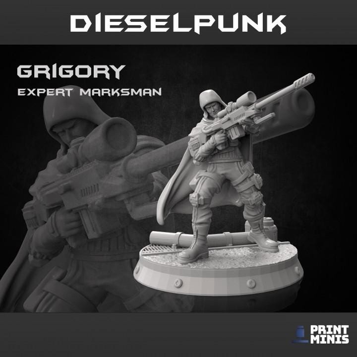 5pc Diesel Heroes - Dieselpunk Collection | 28mm/32mm TTRPG Sci-fi Industrial Dieselpunk Maslo Group Fighters Dystopian Wargaming Miniatures