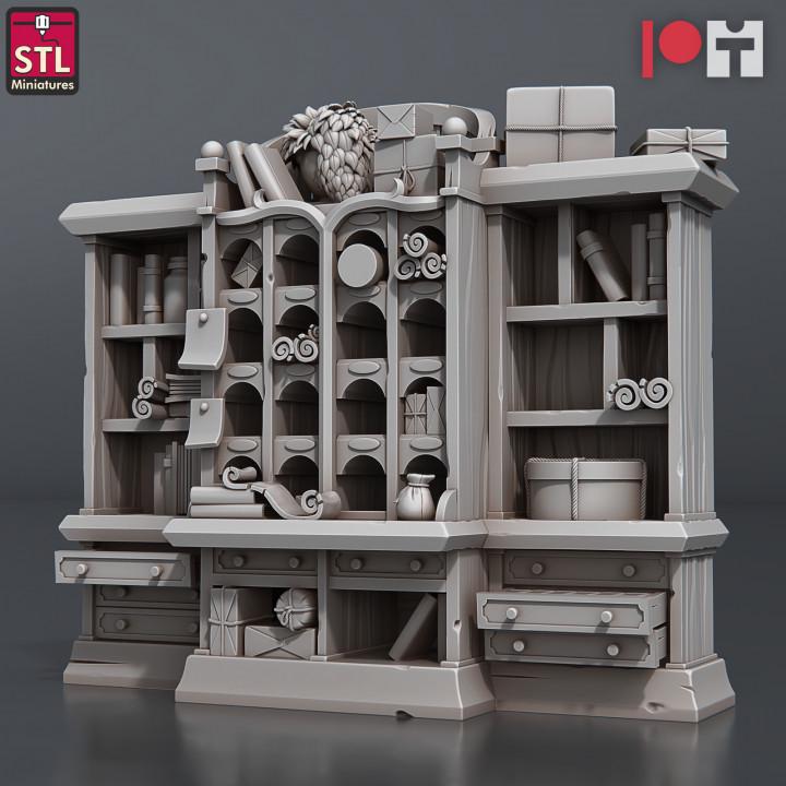 Post Office Bookshelf Miniature for DnD Dungeons and Dragons 28mm/32mm Scale Scatter Scenery Mailman props for Dioramas and Tabletop RPGs