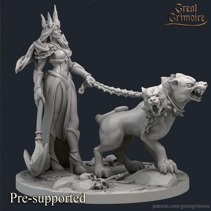 Lady and her guard dog DnD Dungeons and Dragons 28mm/32mm DnD Monster Figurine TTRPG Fantasy Wargame NPC