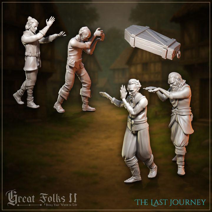 The Last Journey Funeral Miniature Set for Dungeons and Dragons 28mm/32mm TTRPG Townsfolk NPCs Funeral Coffin Miniatures - GG