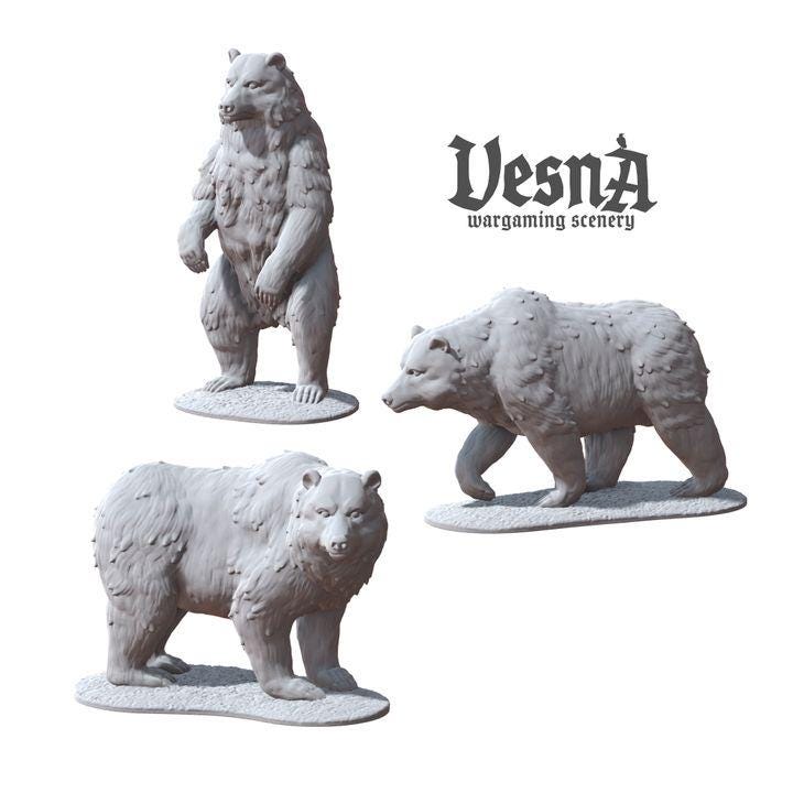3pc Wild Bear Miniatures DnD Dungeons and Dragons DnD Scatter Terrain 28mm/32mm Forest Animals Scenery Diorama Bear Figurines - VS