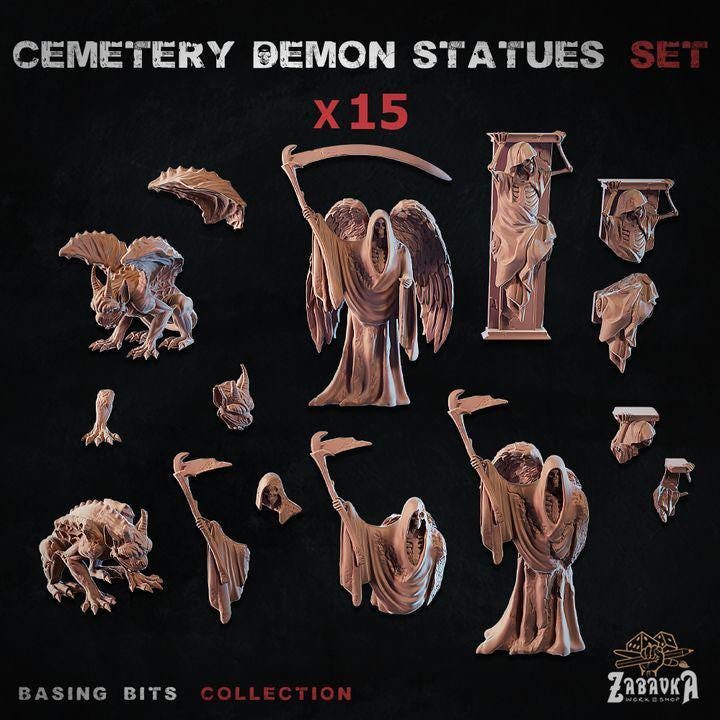 15pc Cemetery Demon Statues