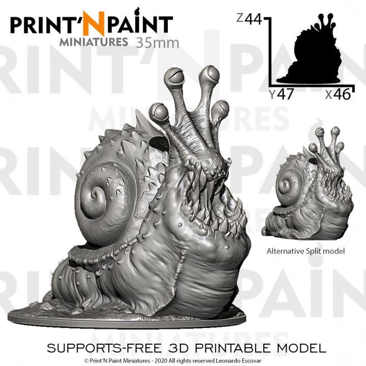 Giant Snail Miniature – Dungeons and Dragons DnD 5e Pathfinder RPG Tabletop Fantasy Figure –PnP