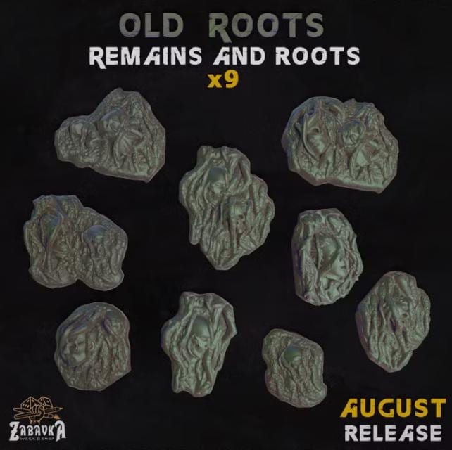 9pc Old Roots Remains Forest Miniature Basing Bits DnD Dungeons and Dragons 28mm/32mm Terrain Pipe Miniatures Fantasy TTRPG Wargame Terrain