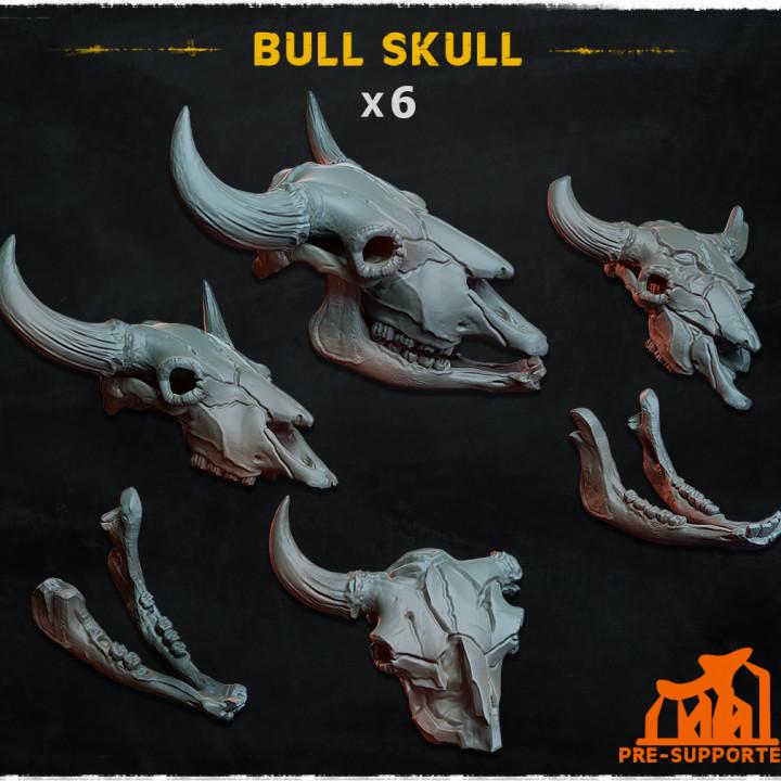 6pc Bull Skull (Basing Bits 1.0) 28mm/32mm TTRPG Desert Wasteland Battlefield Basing Macabre Bovine Skull Scatter Death Scenery ElementsZbW
