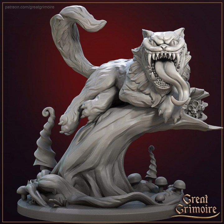 Large Evil Cat Miniature Monster DnD Dungeons and Dragons for Tabletop RPG Games DnD Creature Diorama Figurines - GG