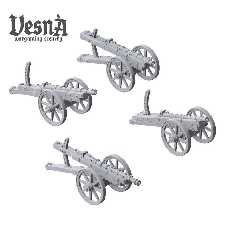 4pc Breechloaders set 28mm/32mm DnD Dungeons and Dragons DnD Scatter Terrain Cannon Miniatures Arms and Armour Gun Wargame TTRPG - VS