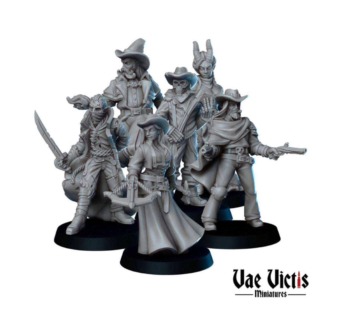 Western Classic Heroes Set DnD NPCs in 28mm/32mm Deadlands DnD Dungeons and Dragons Cowboy Outlaw Old West by Vae Victis