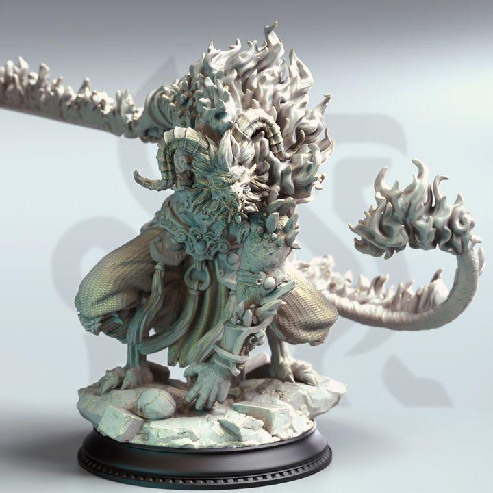 Rakshasa Demon Miniature Dungeons and Dragons 28mm/32mm/38mm Mini RPG Tabletop Miniature DnD Painting Pathfinder 5e DnD Fiery Monster - DmS