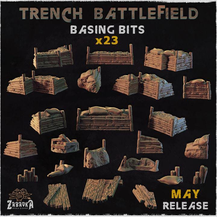 23pc Trench set for Dungeons and Dragons 28mm/32mm Basing Bits DnD Scatter Terrain Scenery Scatter D&D TTRPG Mini Basing Material - ZbW