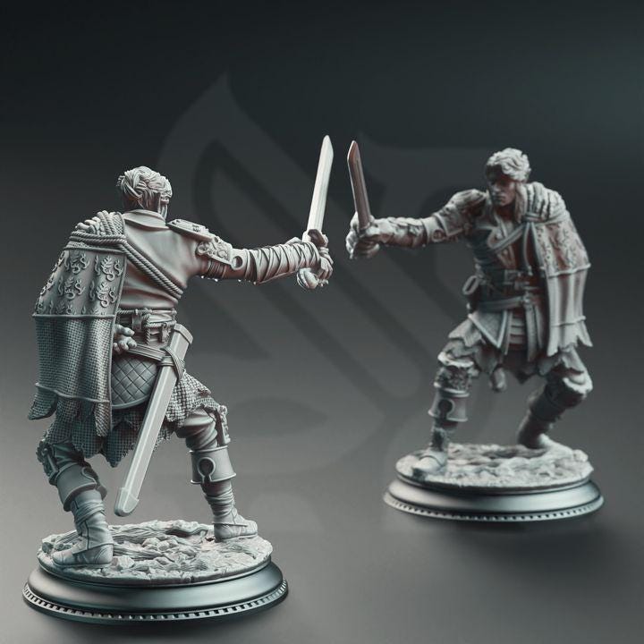 Half Elf Swashbuckler Dungeons and Dragons 28mm/32mm/35mm Mini RPG Tabletop Miniature DnD Painting Pathfinder 5e DnD Corin of Lamhet - DmS