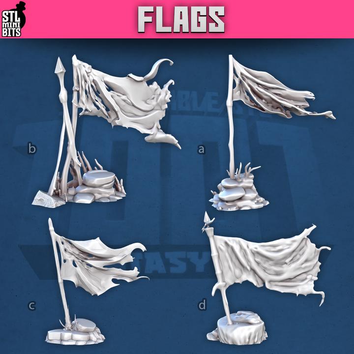 Flag Miniatures for Dungeons and Dragons 28mm/32mm Basing Bits DnD Scatter Terrain Scenery Scatter D&D TTRPG Mini Basing Material - STL