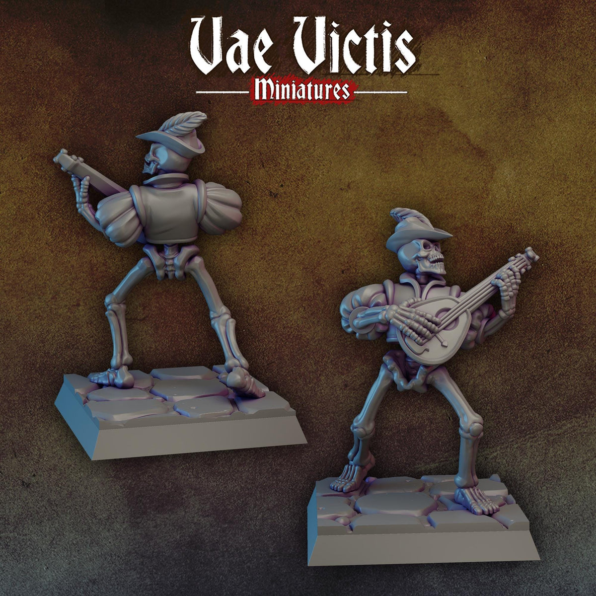 Undead Bard for DnD Dungeons and Dragons 28mm/32mm Scale Entertainer Miniature Diorama Figurine TTRPG Fantasy Skeleton Mini Luth Player
