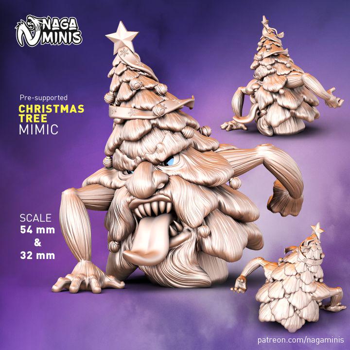 Christmas Tree Mimic Dungeons and Dragons 28mm 32mm D&D Wargame Miniatures for Dioramas TTRPG Fantasy - Nm