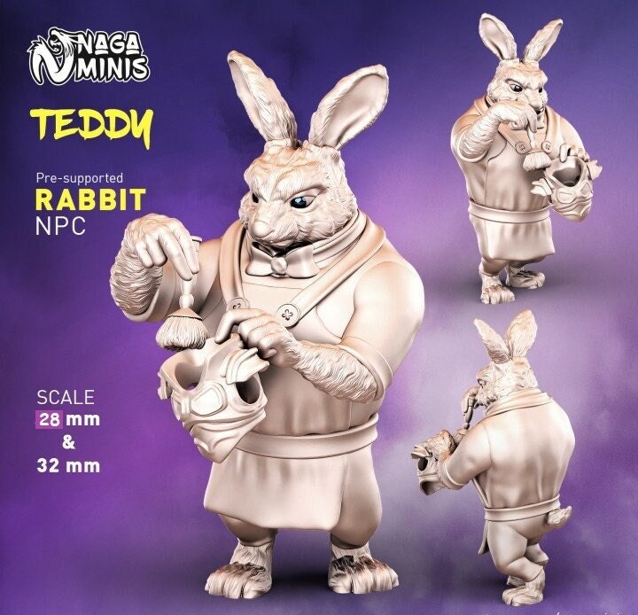 Hulking Rabbit Folk Shop Assistant DnD Dungeons and Dragons 28mm/32mm Armor Store NPC Market Miniatures Rabbit NPC Animalfolk Fantasy RPG