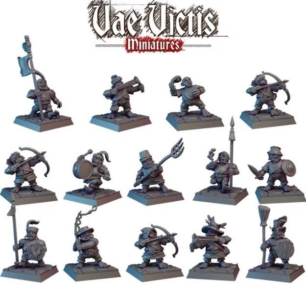 10pc Halfling Reinforcement Warriors Miniature Set for DnD Dungeons and Dragons 28mm/32mm Scale TTRPG Fantasy Figurine - V.V December