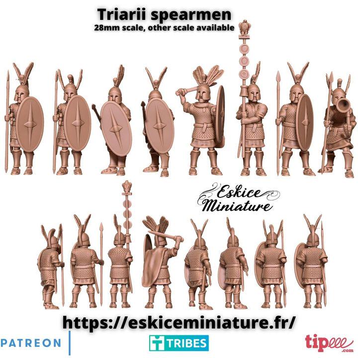 8pc Triarii Spearmen – 15mm 20mm 28mm 32mm 1 35 Scale – Ancient Roman Heavy Infantry Miniatures for Wargames – Eskice Miniature