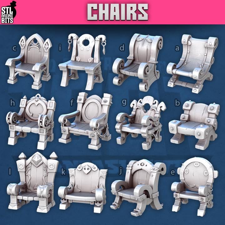 Chair Miniature(s) for Dungeons and Dragons 28mm/32mm Basing Bits DnD Scatter Terrain Scenery Scatter D&D TTRPG Mini Basing Material - STL