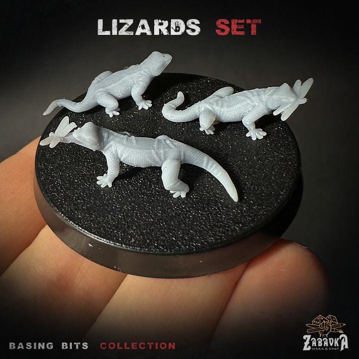 12pc Lizard Miniatures DnD Dungeons and Dragons 28mm/32mm Scatter Scenery Tiny Lizards Scatter Desert Scenery TTRPG Lizards Basing BitsZbW