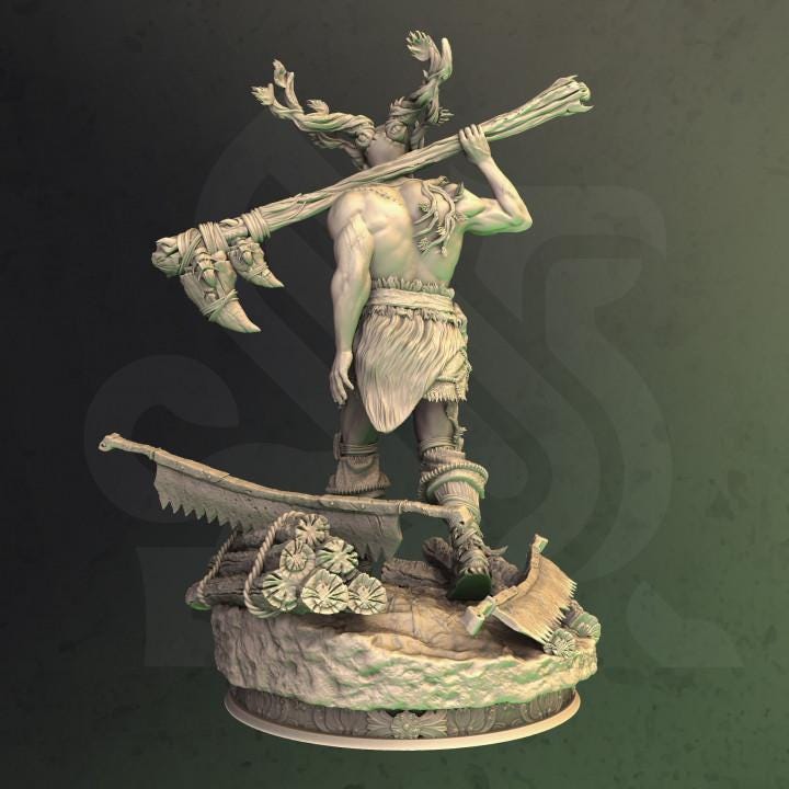 Druidic Barbarian Miniature Dungeons and Dragons 28mm/32mm/38mm Mini RPG Tabletop Miniature DnD Painting Pathfinder 5e DnD Treneal - DmS