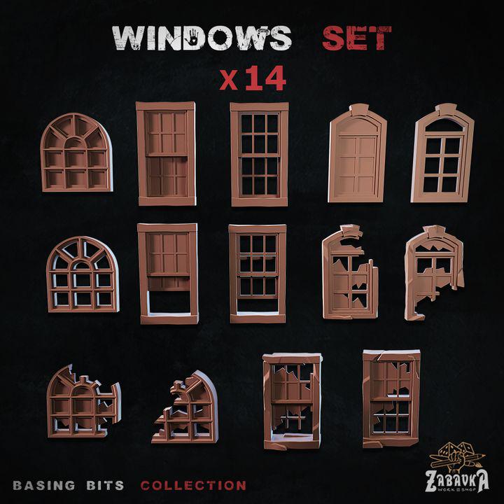 14pc Windows Set DnD Dungeons and Dragons 28mm/32mm TTRPG Wargame Miniature Scatter Terrain Window Miniatures Doll House figurinesZbW