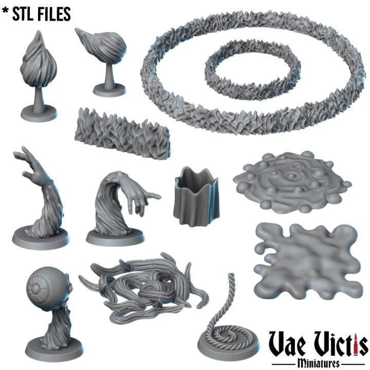 13pc Spell Effect Miniatures for DnD Dungeons and Dragons 28mm/32mm Scale TTRPG Fantasy Wargame Fire ring Puddle Miniature Flaming Sphere