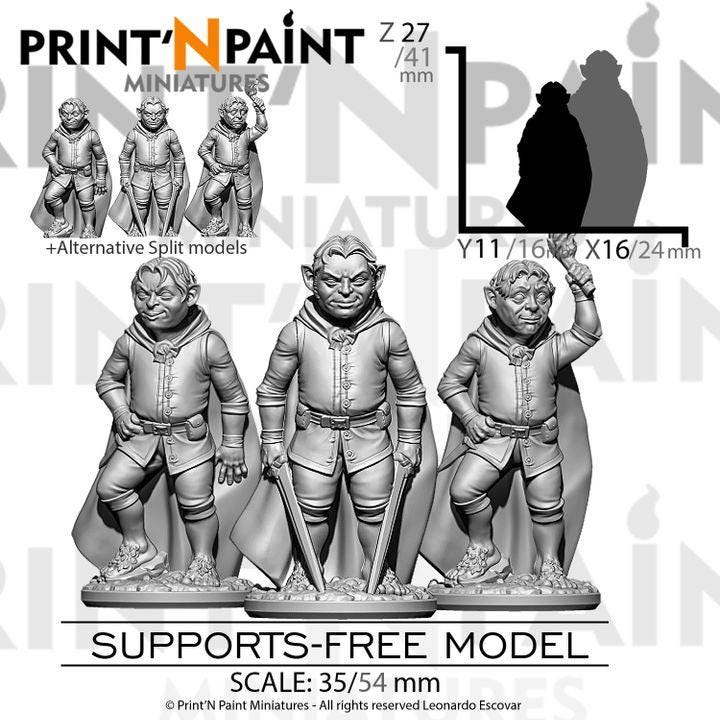 3 Halfling Explorers – Dungeons and Dragons Miniatures – RPG Tabletop Figures for DnD Pathfinder 5e Fantasy Party –PnP