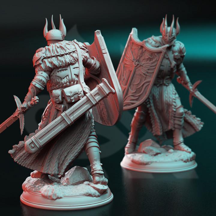 Paladin Crusader Miniature Dungeons and Dragons 28mm/32mm/38mm Masked Warrior Mini RPG Tabletop DnD Painting Pathfinder 5e DnD Caedes - DmS