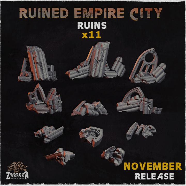 11pc Ruined Empire City Miniatures DnD Dungeons and Dragons 28mm/32mm Scatter Terrain Wargame MiniatureZbW
