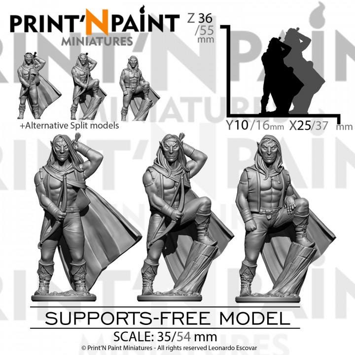 3 Ranger Elves Miniature – Dungeons and Dragons RPG Tabletop Figure Pathfinder 5e –PnP