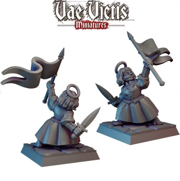 Female Warrior Holding Flag Miniature for DnD Dungeons and Dragons 28mm/32mm Scale TTRPG Fantasy Figurine - V.V January 26