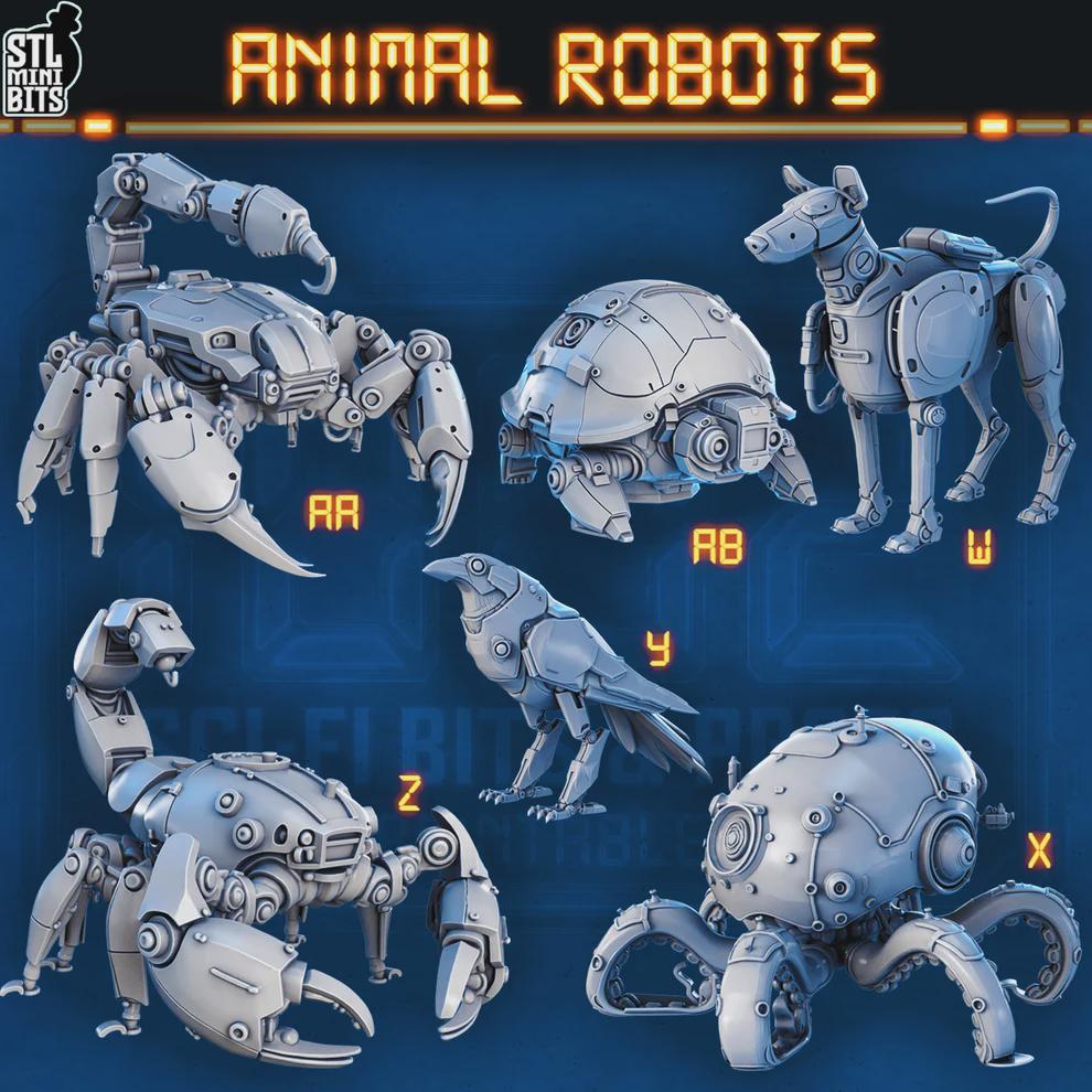 Sci fi Animal robots for Dungeons and Dragons 28mm/32mm Basing Bits DnD Scatter Terrain Scenery Scatter D&D TTRPG Mini Basing Material - STL