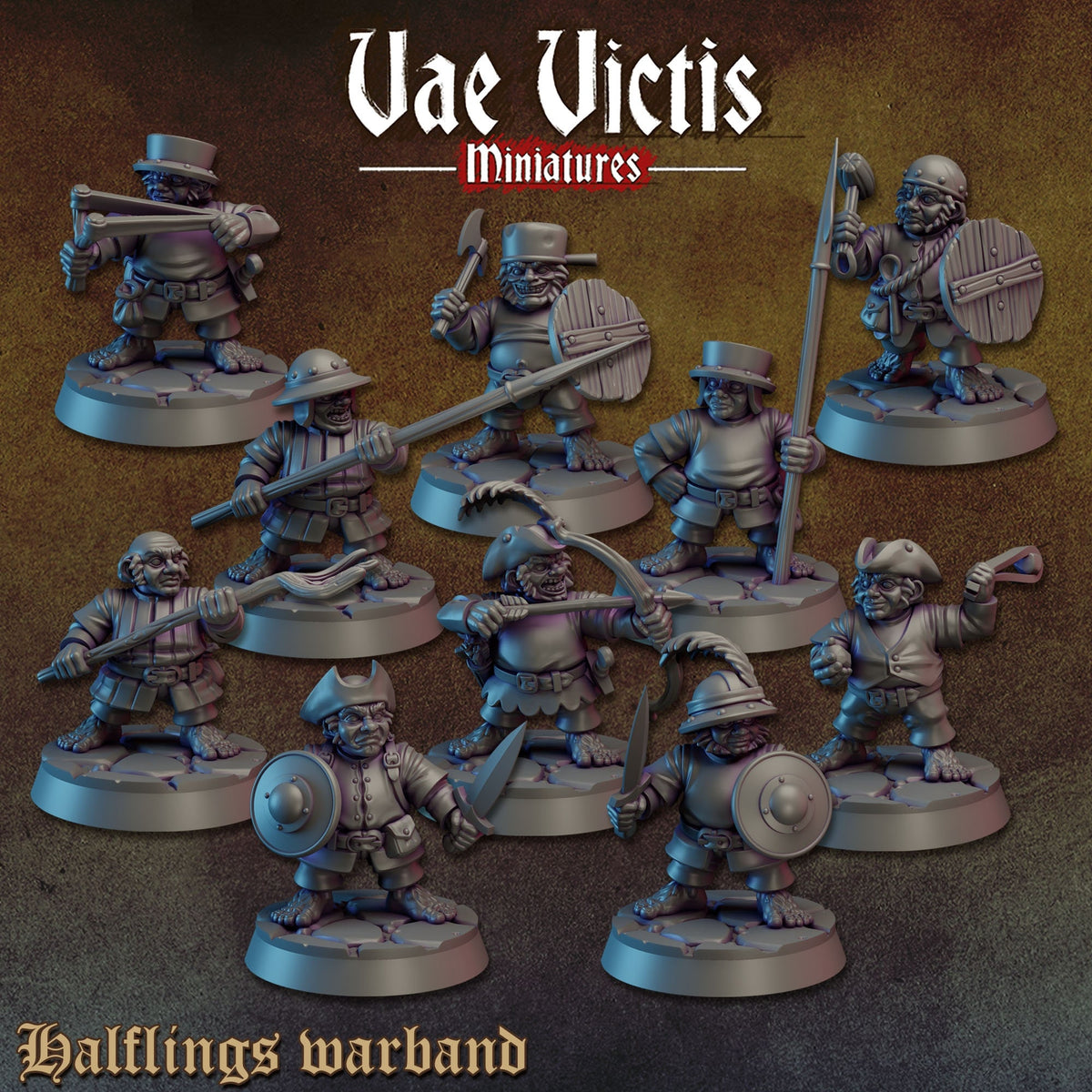 10pc Halfling Warriors 28mm 32mm for DnD Dungeons and Dragons D&D TTRPG Fantasy Wargaming Miniatures Pathfinder Halfling Scouts