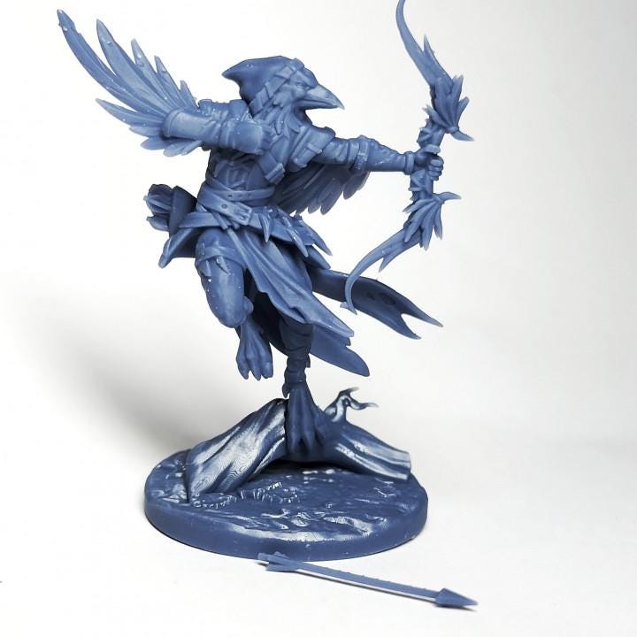 2pc Crimson Archer Dungeons and Dragons 28mm/32mm/38mm Mini RPG Tabletop Miniature DnD Painting Pathfinder 5e DnD - GG