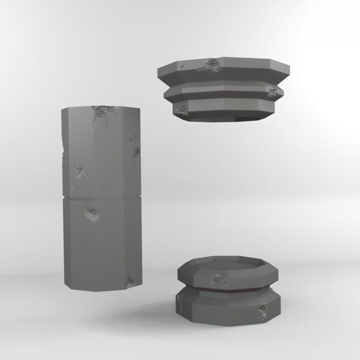 Stone Columns DnD Dungeons and Dragons Scatter Terrain Miniatures Wargame RPG Stone Pillars 40K Battleground Miniatures