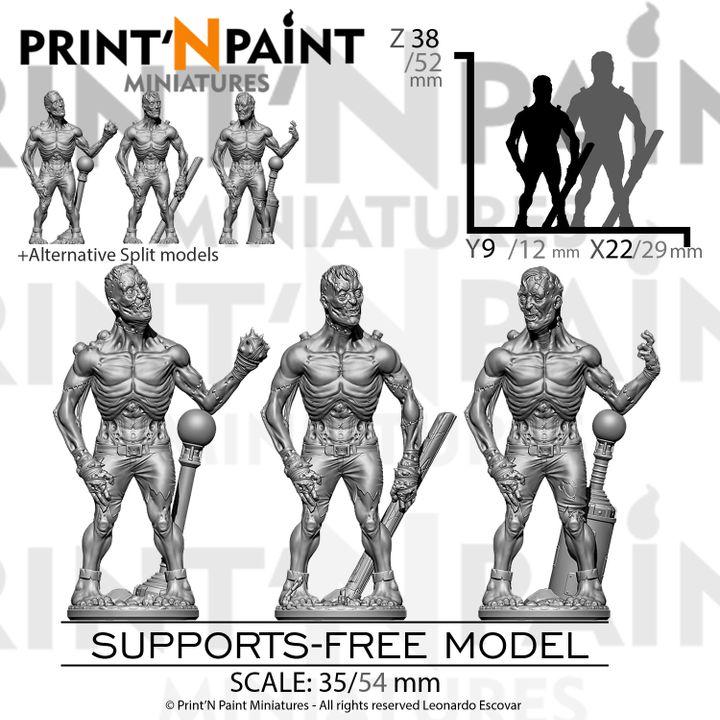 3pc Laboratory Zombies – Undead Experiment Miniature Set – 28mm 32mm 35mm Scale – Tabletop RPG Figures for DnD & Pathfinder – Gray PLA –PnP
