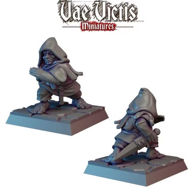 Hooded Halfling Rogue Miniature for DnD Dungeons and Dragons 28mm/32mm Scale TTRPG Fantasy Figurine - V.V December