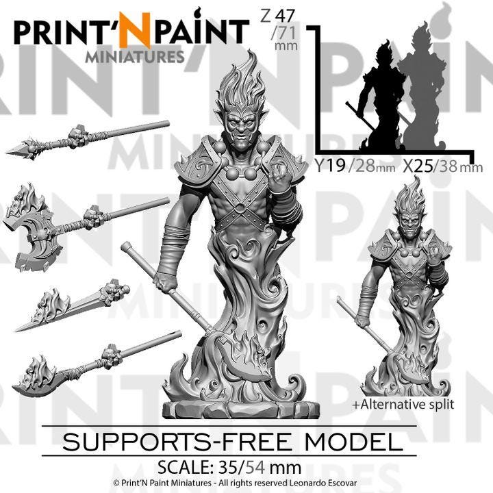 Flameborn Ifrit Miniature – Dungeons and Dragons Elemental – RPG Tabletop DnD Pathfinder 5e Fire Creature Figure –PnP