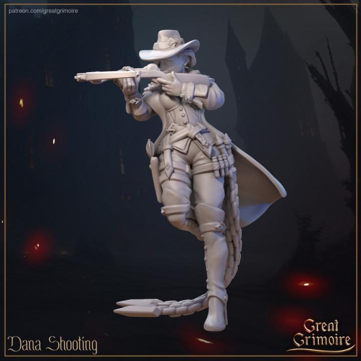 Female Hunter Cowgirl Miniature Dungeons and Dragons 28mm/32mm TTRPG Dana with Rifle - GG