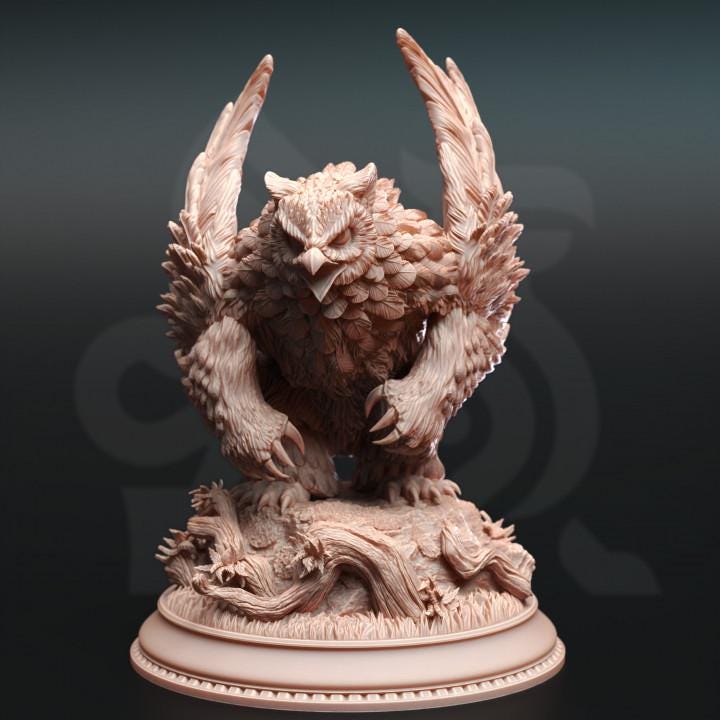 Northern Masked Owlbear - Sonatus Noctursa | 28mm/32mm/38mm TTRPG Fantasy Wargaming Draksborne Karkanoth Enemy Creature Deadly Predator