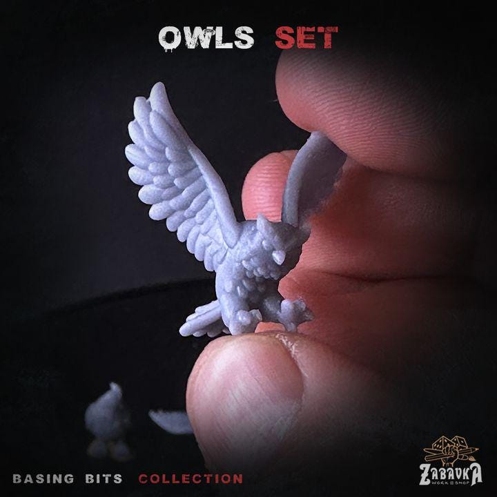 13pc Owls Set Miniature DnD Dungeons and Dragons 28mm/32mm TTRPG Scatter Scenery Fantasy Forest Scenery Basing Bits Basing materialsZbW