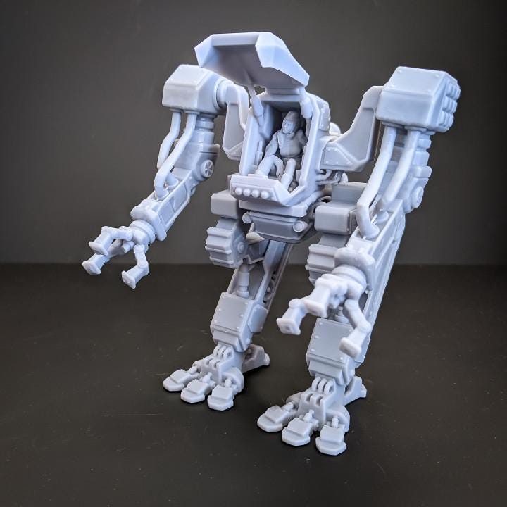 The Reaper Mech & Valentina (The Iron Guard Collection) | 28mm/32mm TTRPG Sci-fi Wargaming Robot Troops Android Mech Walker Dieselpunk Hero