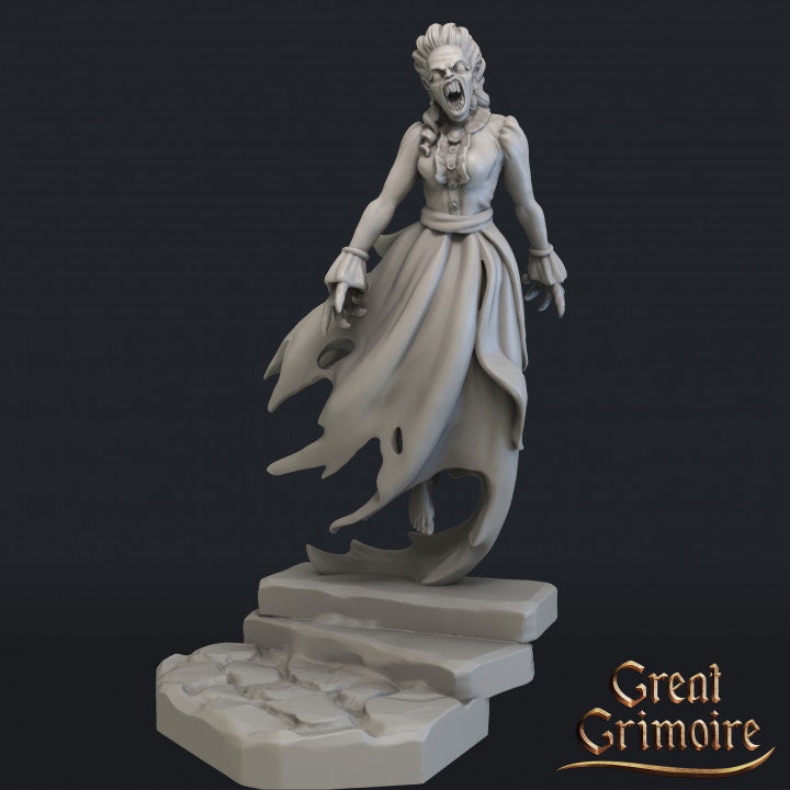 2pc Female Ghost Miniatures, DnD Scatter terrain, Dungeons and Dragons, Diorama, Ghost figurines, Basing Materials, Skull Miniatures