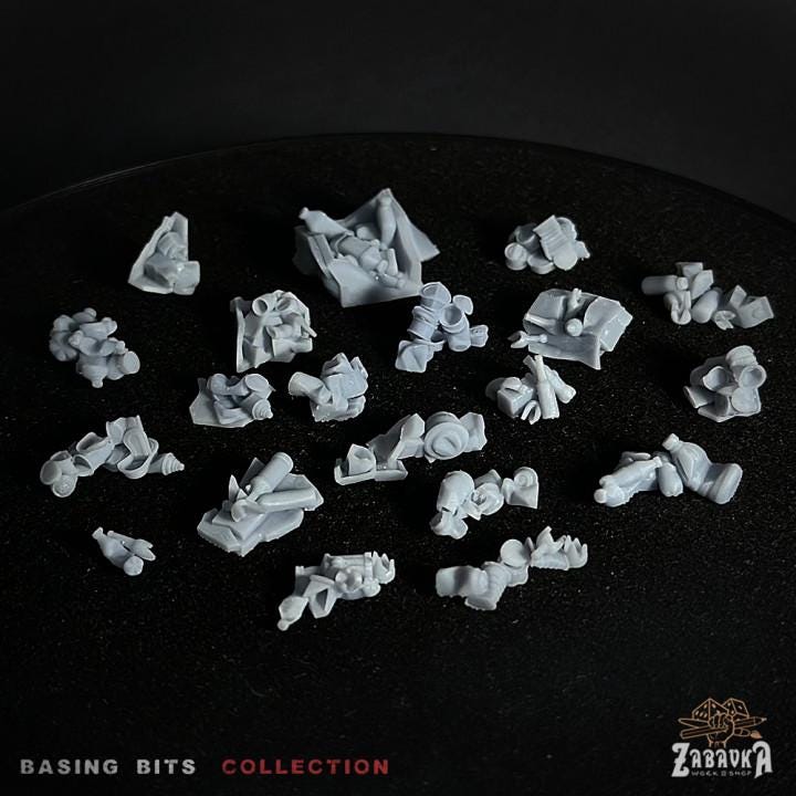 19pc Small Piles Of Rubbish - Basing Bits 28mm/32mm Garbage Scatter Terrain City Landfill Basing Trash Miniatures Dystopian Urban SceneryZbW