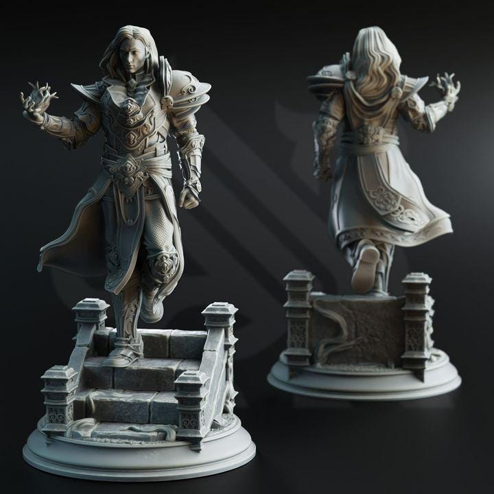 Psionic Graviturgist Master - Orthis | 28mm/32mm/38mm TTRPG Dark Fantasy Wargaming Armored Spellcaster Noble Psionic Warlock NPC Sorcerer