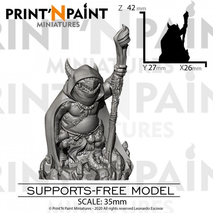Kobold Mage Miniature – Dungeons and Dragons DnD 5e Pathfinder RPG Tabletop Fantasy Figure –PnP
