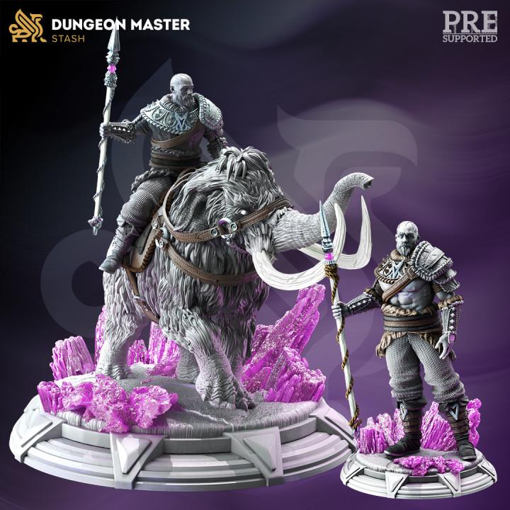 Goliath Mammoth Rider Miniature DnD Dungeons and Dragons 28mm/32mm Barbarian Fighter Mammoth Rider TTRPG Wargame Mini Pathfinder 5e DnD