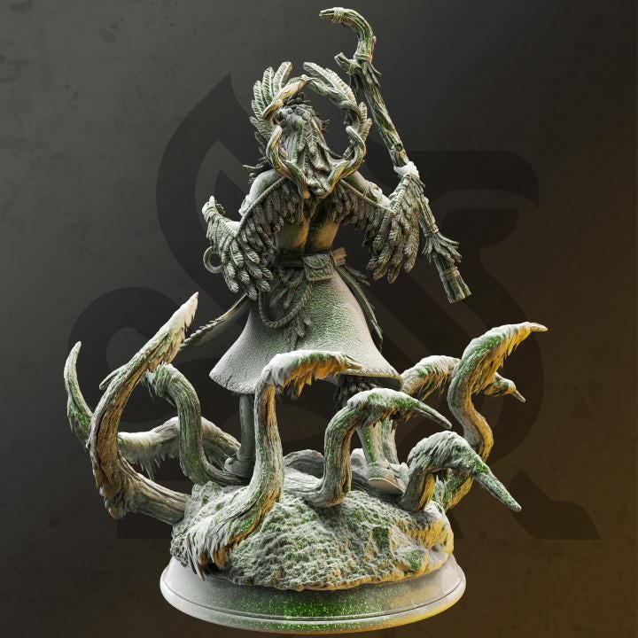 Feathered Elven Arch Druid Dungeons and Dragons 28mm/32mm/38mm Mini RPG Tabletop Miniature DnD Painting Pathfinder 5e DnD Zarbaeth - DmS
