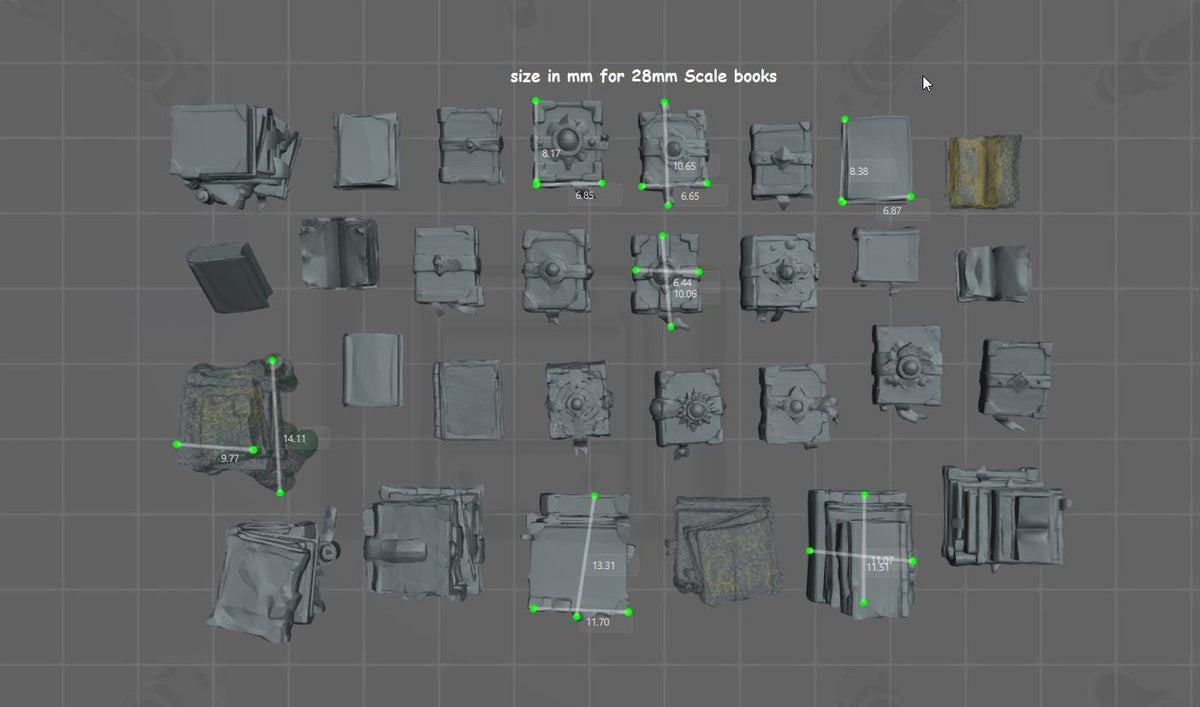 Mix of 30pc Book Miniatures for Dungeons and Dragons 28mm/32mm Basing Bits DnD Terrain Scenery Scatter D&D TTRPG Mini Basing Material - STL